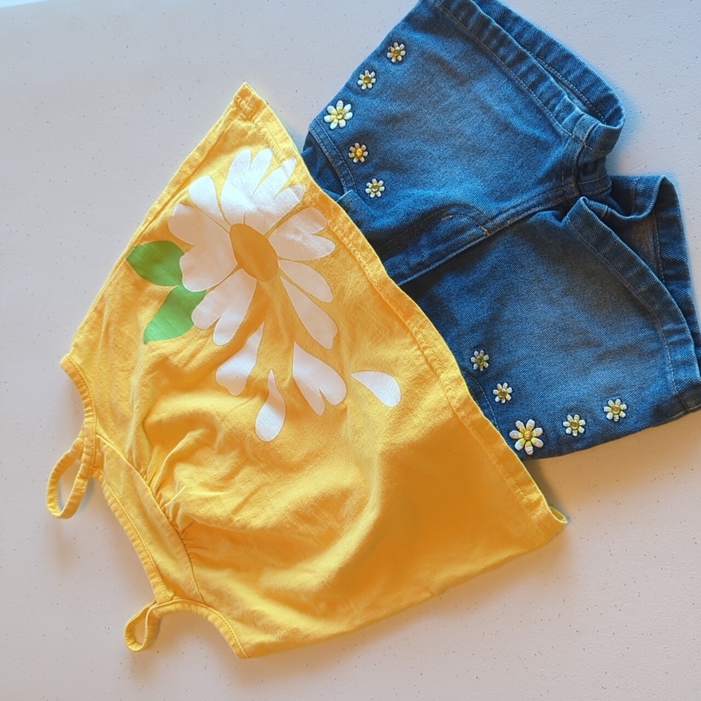 Summer Daisy Set Girls 3T Shorts and Tank
